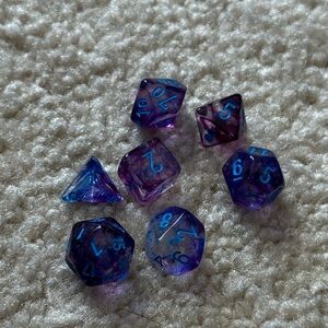 Purple and Blue Dice Set